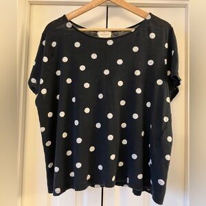 Sezane Andre T-shirt, Polka Dot Linen, size XL US.